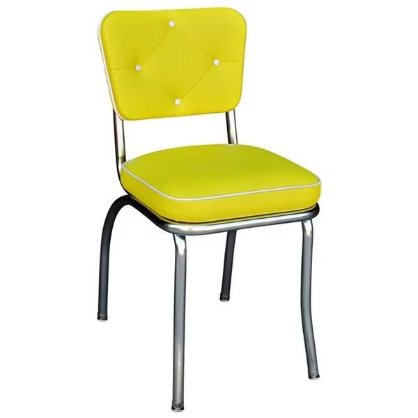 Richardson Seating Corp 4240YEL 4240 Lucy Diner Chair -Yellow- with 2 in. Box Seat  - Chrome, Richardson Seating Corp, Mfr#: 4240YEL